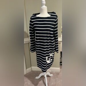 J. Crew Navy and White Striped Cotton Nautical Dress, NWT, L